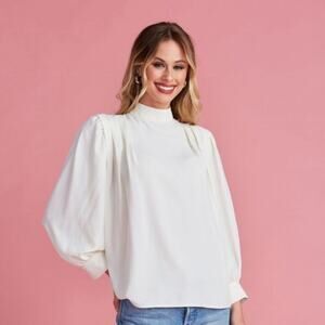 NWT CROSBY by Mollie Burch Brett Blouse in Pearl Size M